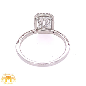14k White Gold Engagement Diamond Ring (1.5ct Emerald-cut solitaire center)