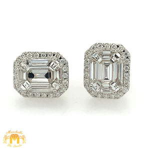 VVS/vs high clarity diamonds set in a 18k White Gold Rectangular Earrings (large VVS baguettes and emerald-cut diamonds, pie-cut setting)