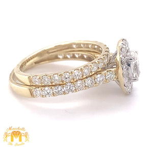 14k Gold 2-piece Bridal Set with Oval and Round Diamond (oval solitaire center stone)