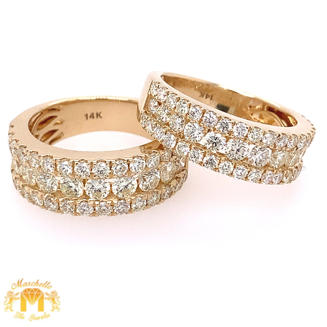 His and Hers 3.61ct Diamond 14k Yellow Gold Wedding Bands  (channel-set, 3 rows)