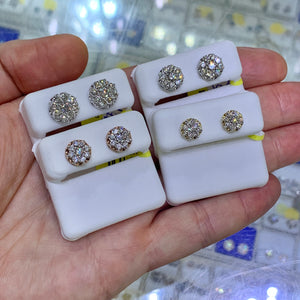 Gold and Diamond Flower Earrings (4 sizes)