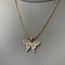 Load image into Gallery viewer, Gold and Diamond Butterfly Pendant and 2mm Ice Link Chain (choose your color)