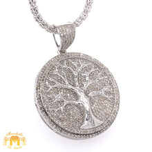 Load image into Gallery viewer, Gold and Diamond Tree of Life Pendant, 2mm Ice Link Chain
