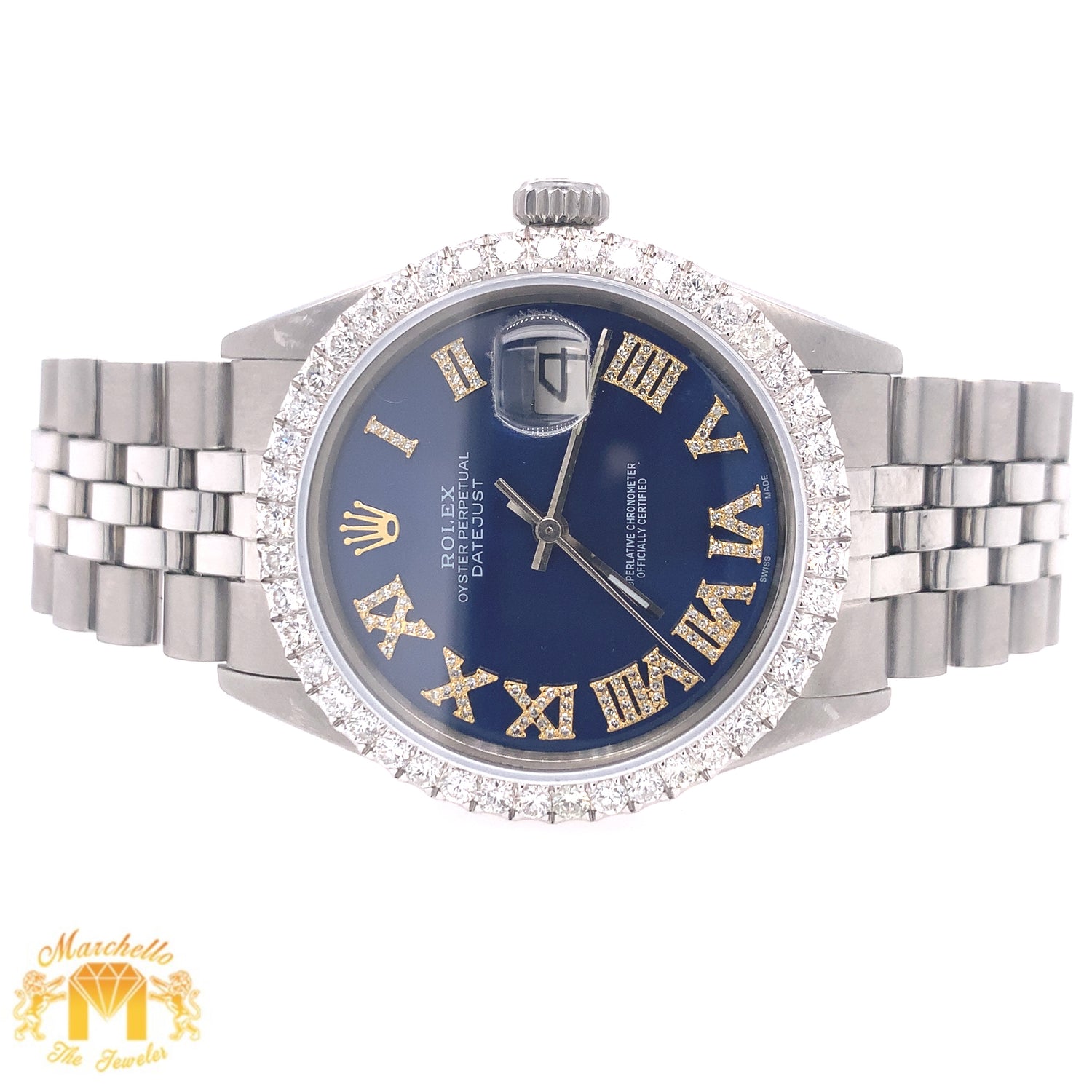 36mm Diamond Rolex Datejust Watch with Stainless Steel Jubilee Bracelet (non quick-set)