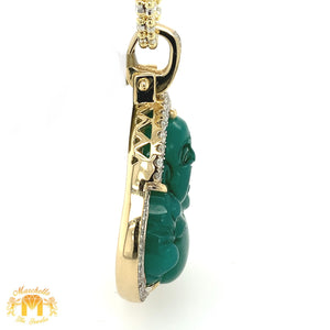 Gold and Diamond Laughing Buddha Pendant and Optional 2mm Ice Link Chain (choose your color)