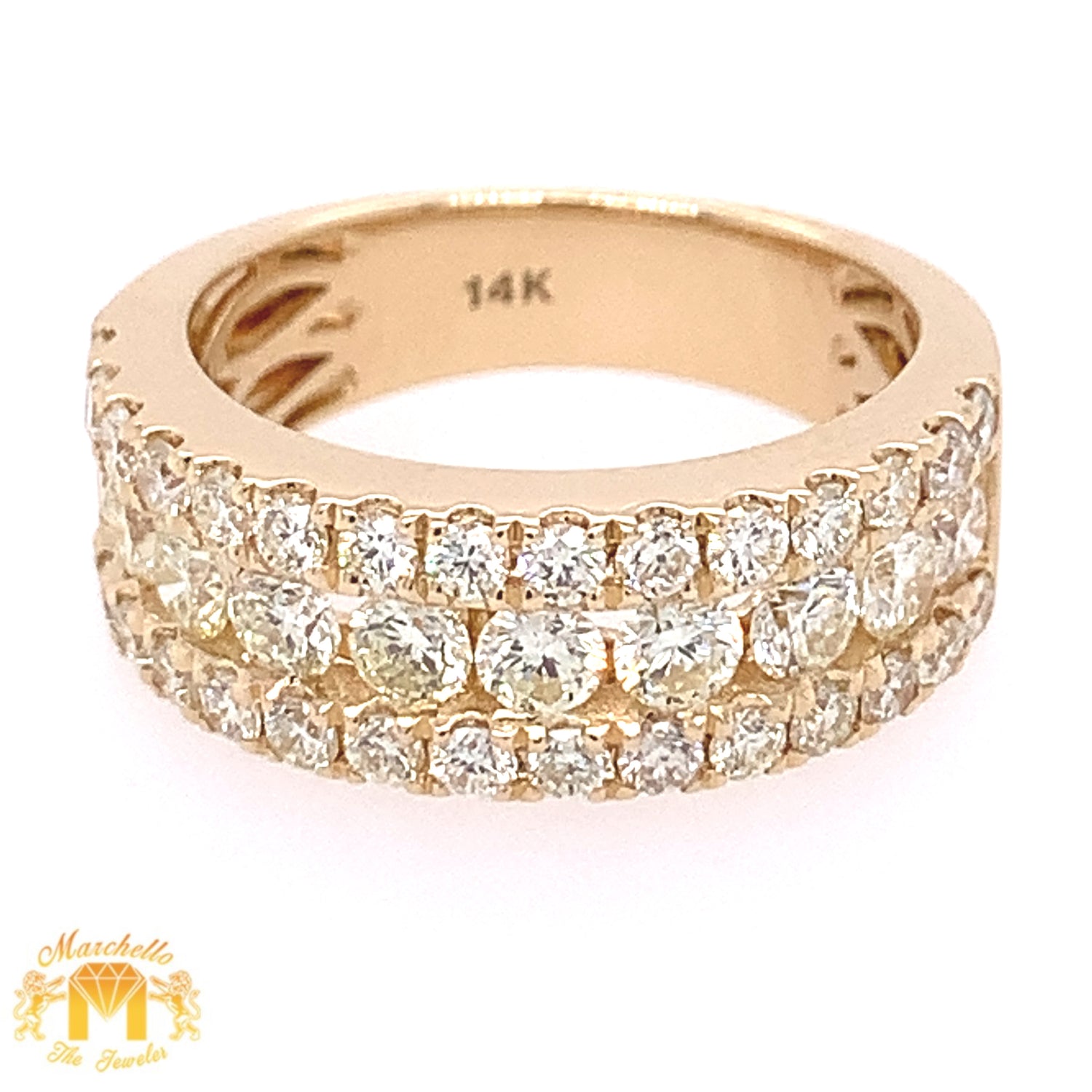 His and Hers 3.61ct Diamond 14k Yellow Gold Wedding Bands  (channel-set, 3 rows)
