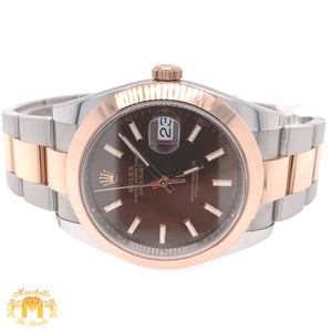 41mm Rolex Datejust 2 Watch with Two-tone Rose Gold Oyster Bracelet (2021, papers, smooth bezel)