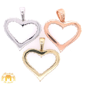 Diamond and Gold Heart Pendant and 3mm Ice Link Chain
