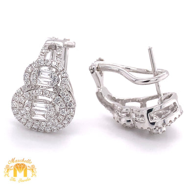 18k White Gold Ladies' Clip-on Earrings with Baguette & Round Diamond (VS diamonds)