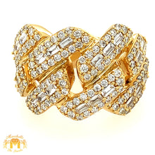 Load image into Gallery viewer, 14k Yellow Gold Diamond Edge Cuban Link Diamond Ring (large baguettes)
