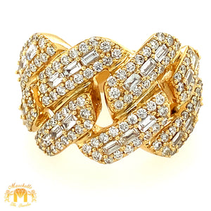 14k Yellow Gold Diamond Edge Cuban Link Diamond Ring (large baguettes)