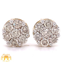 Load image into Gallery viewer, Gold and Diamond Flower Earrings with Large Diamonds