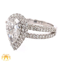 Load image into Gallery viewer, GIA Certified: 4.05ct Diamond 18k White Gold Pear Shaped Engagement Ring (2.4ct Pear Shaped Solitaire Center Stone)