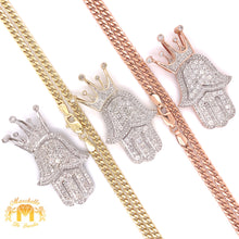 Load image into Gallery viewer, Gold and Diamond Royal Hamsa Pendant and Cuban Link Chain Set