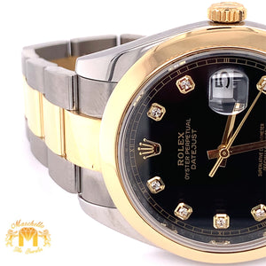 41mm Rolex Datejust 2 Watch with Two-tone Oyster Bracelet (smooth bezel, factory diamond dial)
