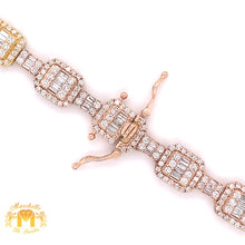 Load image into Gallery viewer, 14k Gold Fancy Square Link Chain with Baguette and Round Diamond