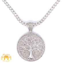 Load image into Gallery viewer, Gold and Diamond Tennis Chain, Tree of Life Pendant and Flower Earrings Set (1 pointer chain)