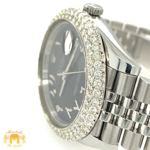 5.50ct Diamond 41mm Rolex Datejust 2 Watch with Stainless Steel Jubilee Bracelet (flower setting, custom Arabic numerals dial)