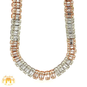 14k Gold 5.5mm Strip Chain with baguette and round diamonds (choose your color)
