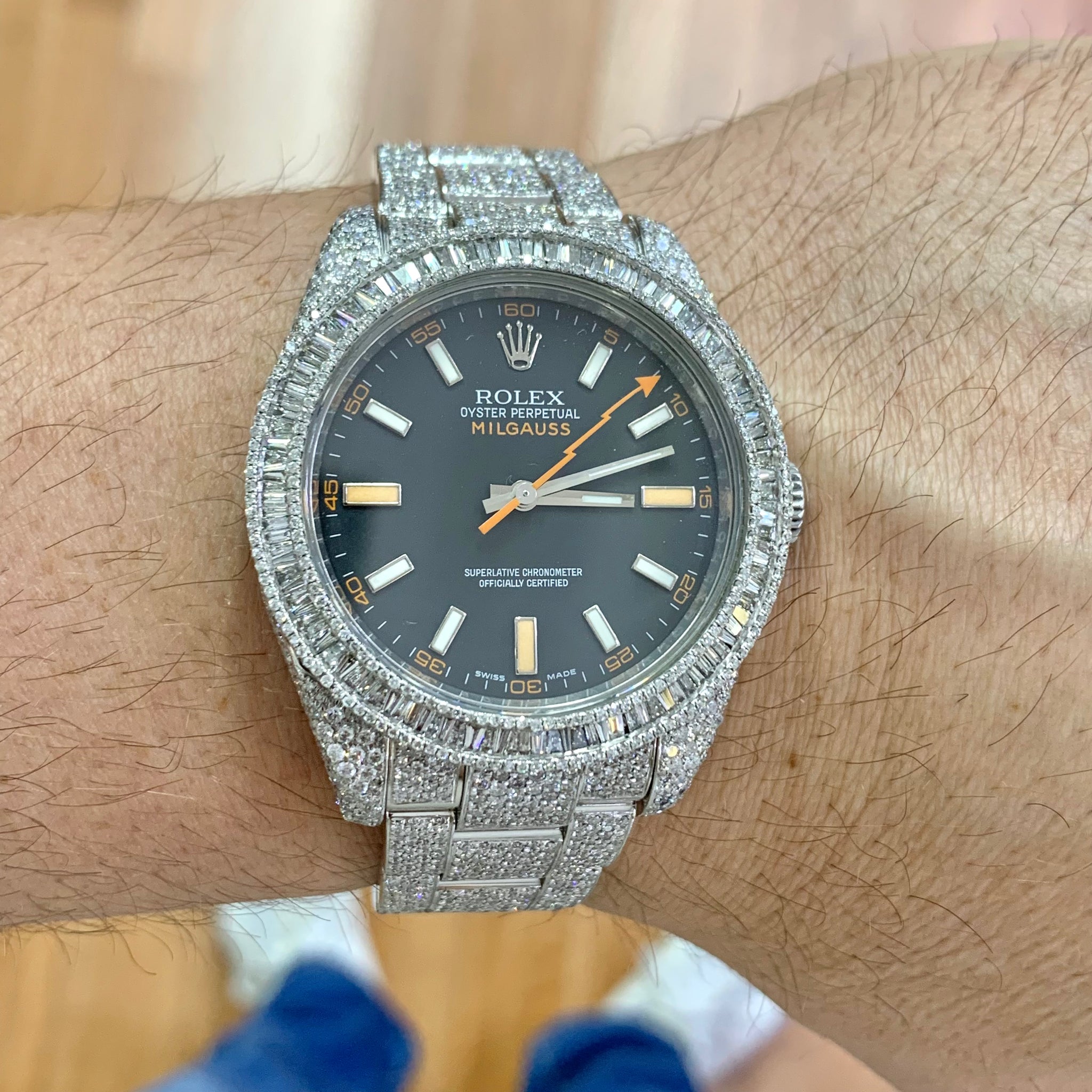 Diamond rolex milgauss best sale