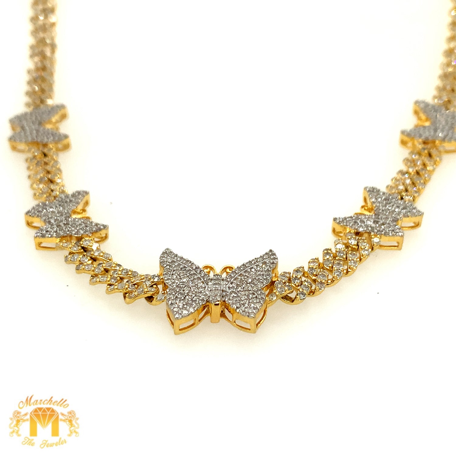 9.5ct Diamond and Gold Cuban Butterfly Necklace