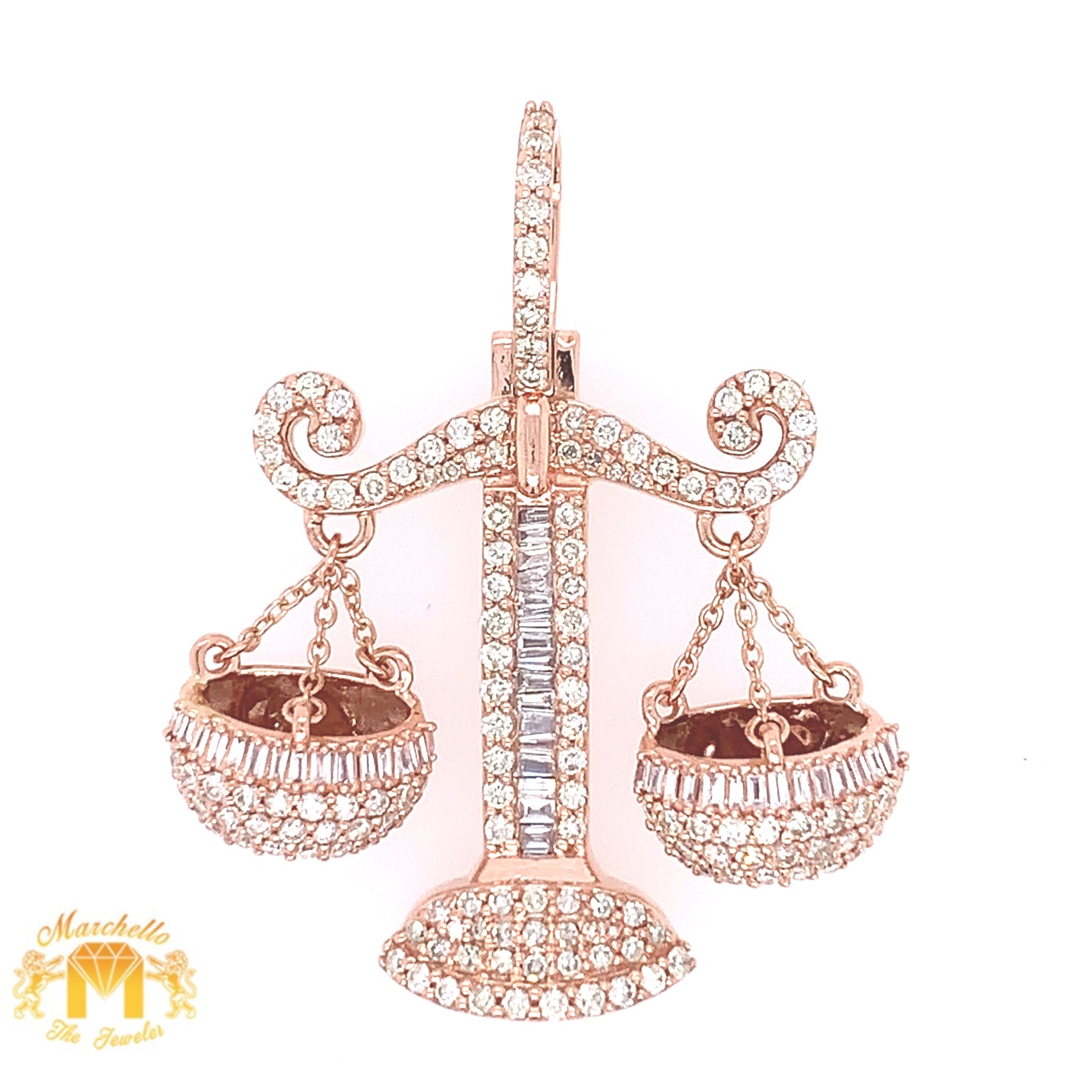 14k Gold Scales Diamond Pendant and 14k Gold Cuban Link Chain Set