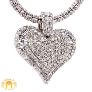 14k Gold Heart Diamond Pendant and Gold Ice Link Chain Set
