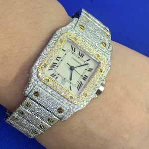 Iced Out Ladies' Cartier Watch (29 mm, factory two-tone)