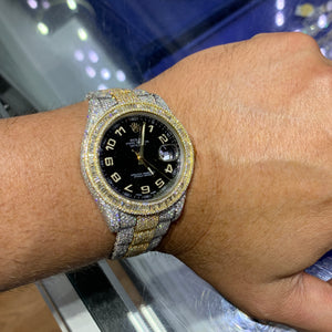 41mm Fully Iced Out Diamond Rolex Datejust 2 Watch with Two-tone Oyster Bracelet (baguette bezel)