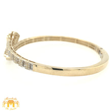 Load image into Gallery viewer, Gold and Diamond Twin Pears Cuff Bracelet with baguette and round diamonds