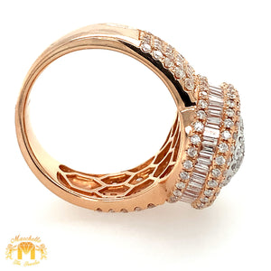 14k Gold Baguette Cake Diamond Ring (side diamonds, choose gold color)