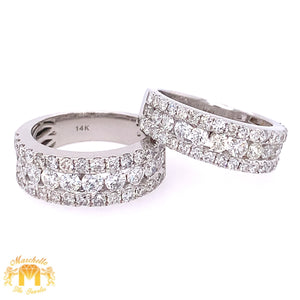 His and Hers 3.61ct Diamond 14k White Gold Wedding Band Rings (channel-set, 3 rows)