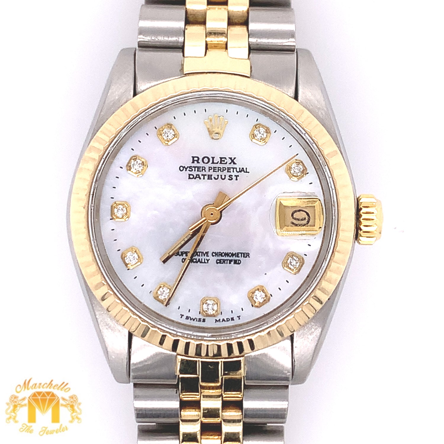 31mm Rolex Datejust Watch with Two-tone Jubilee Bracelet (non-quick set, diamond hour markers)