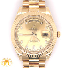 Load image into Gallery viewer, 41mm Rolex Day Date II Presidential Watch with Gold Oyster Bracelet (factory diamond dial)