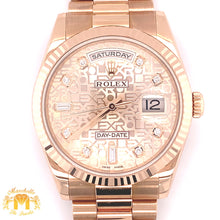 Load image into Gallery viewer, 36mm Rose Gold Rolex Day Date Presidential Watch (factory diamond dial)