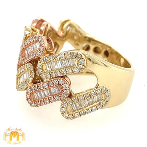 14k Gold Baguette Cuban Link Diamond Ring (choose your color)