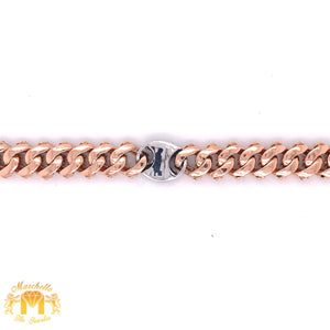 Gold and Diamond 11MM Hybrid Cuban Link Chain with natural round diamonds(solid back)