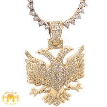 Load image into Gallery viewer, 14k Gold Two-Headed Eagle Diamond Pendant and Gold Diamond Tennis Chain Set (various colors)