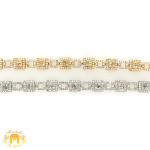 14k Gold Fancy Squares Diamond Bracelet (princesscut diamonds, choose gold color)