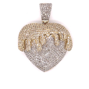 Gold and Diamond Heart Diamond Charm + Gold Rope Chain Set