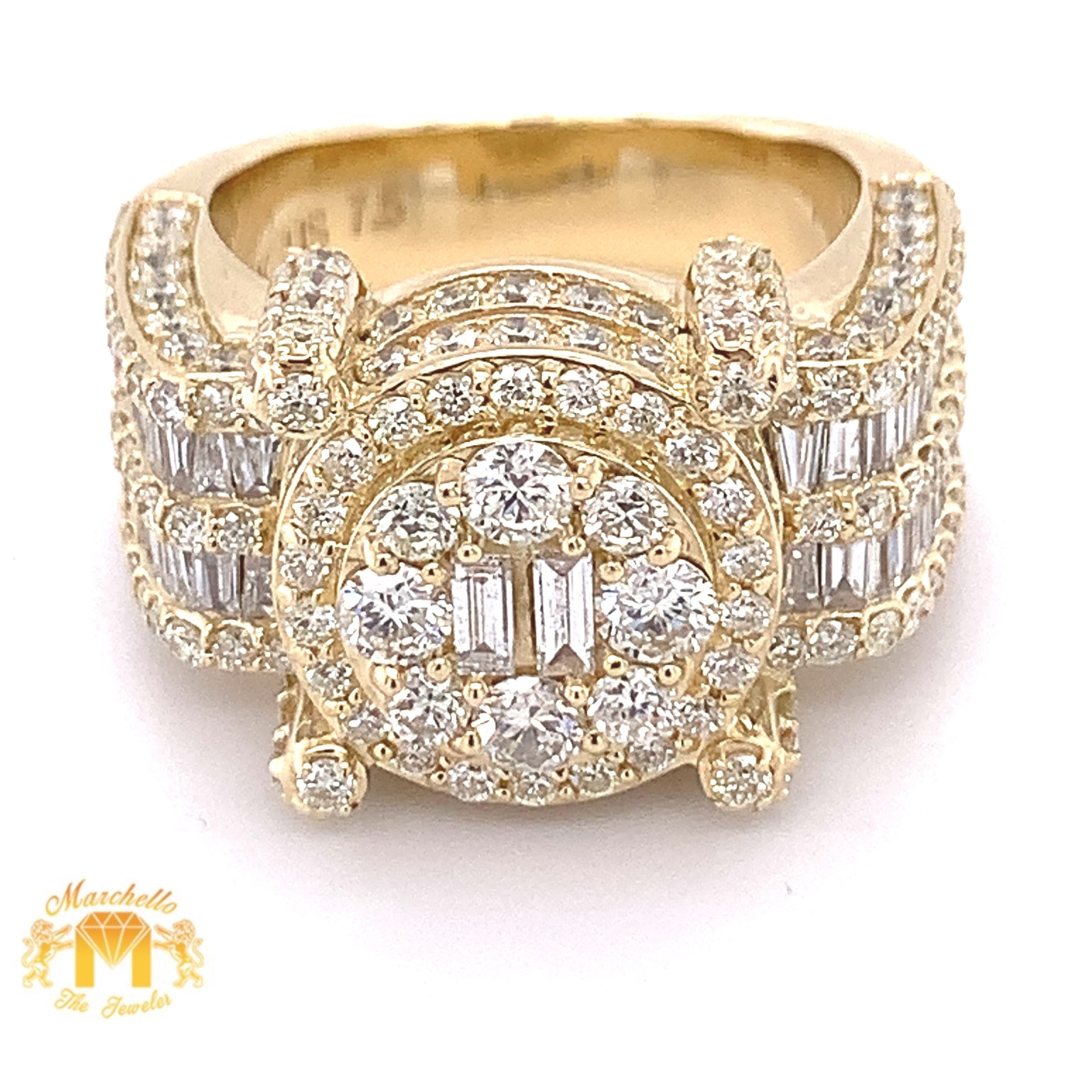 4ct Baguette and Round Diamond 14k Gold Monster 
