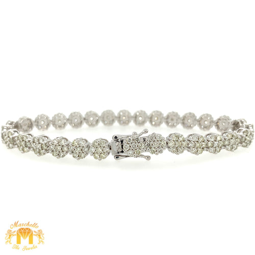 4ct Diamond White Gold Flower Link Bracelet