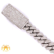 Load image into Gallery viewer, 14k White Gold 11.6mm Digital Cuban Bracelet with Round Diamond (solid, prong setting)