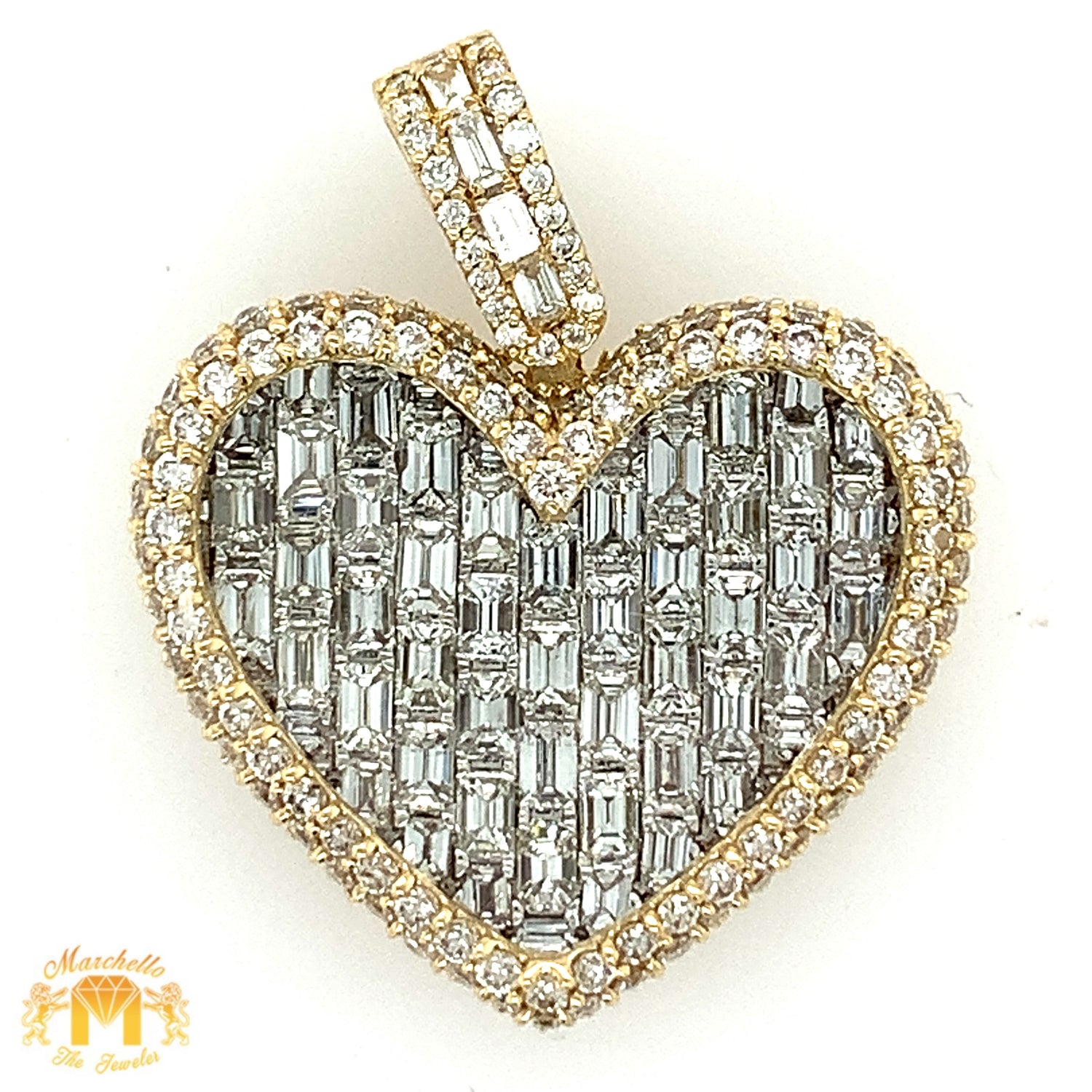 5.55ct Diamonds 14k Gold Heart Pendant (emerald-cut VS diamonds, choose gold color)