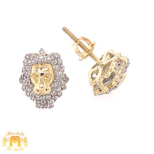 Load image into Gallery viewer, Gold and Diamond Lion Head Stud Earrings