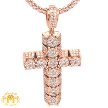 Load image into Gallery viewer, 4.81ct Diamond 14k Gold 3D Cross Pendant and Gold Ice Link Chain