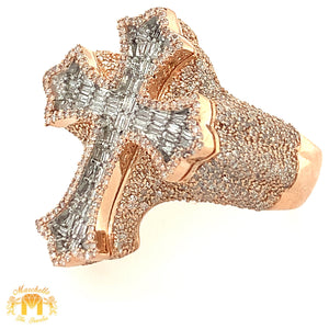 Gold and Diamond 3D Cross Ring (choose your gold color)