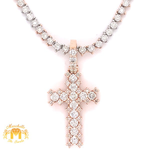 3.9ct Diamond and Gold Tennis Chain and 14k Gold Cross Pendant Set (1 pointers, large diamonds on pendant)