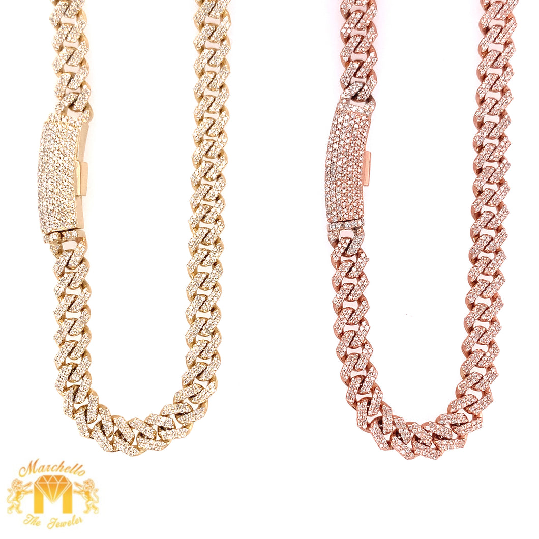5ct Diamond and Gold 6mm Cuban Link Chain Necklace (diamond edge shaped, banana clasp)