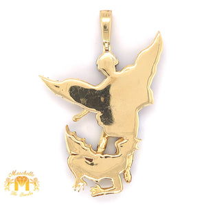 14k Gold Diamond Saint Michael Pendant and Cuban Link Chain Set